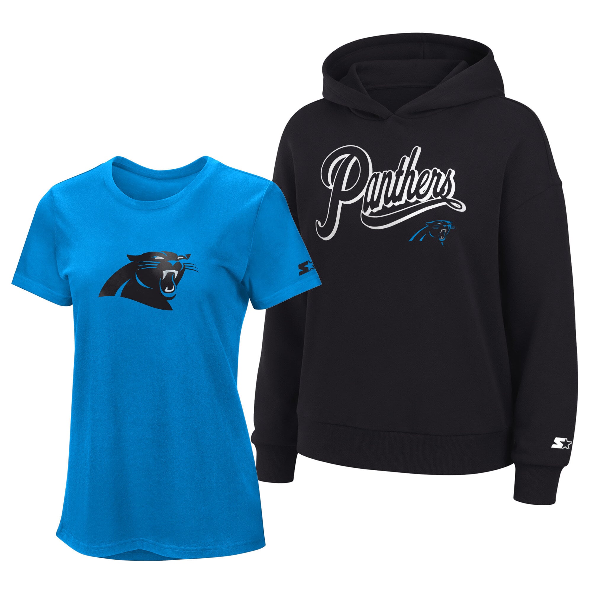 Ensemble sweat à capuche et t-shirt Starter bleu/noir Carolina Panthers pour femme