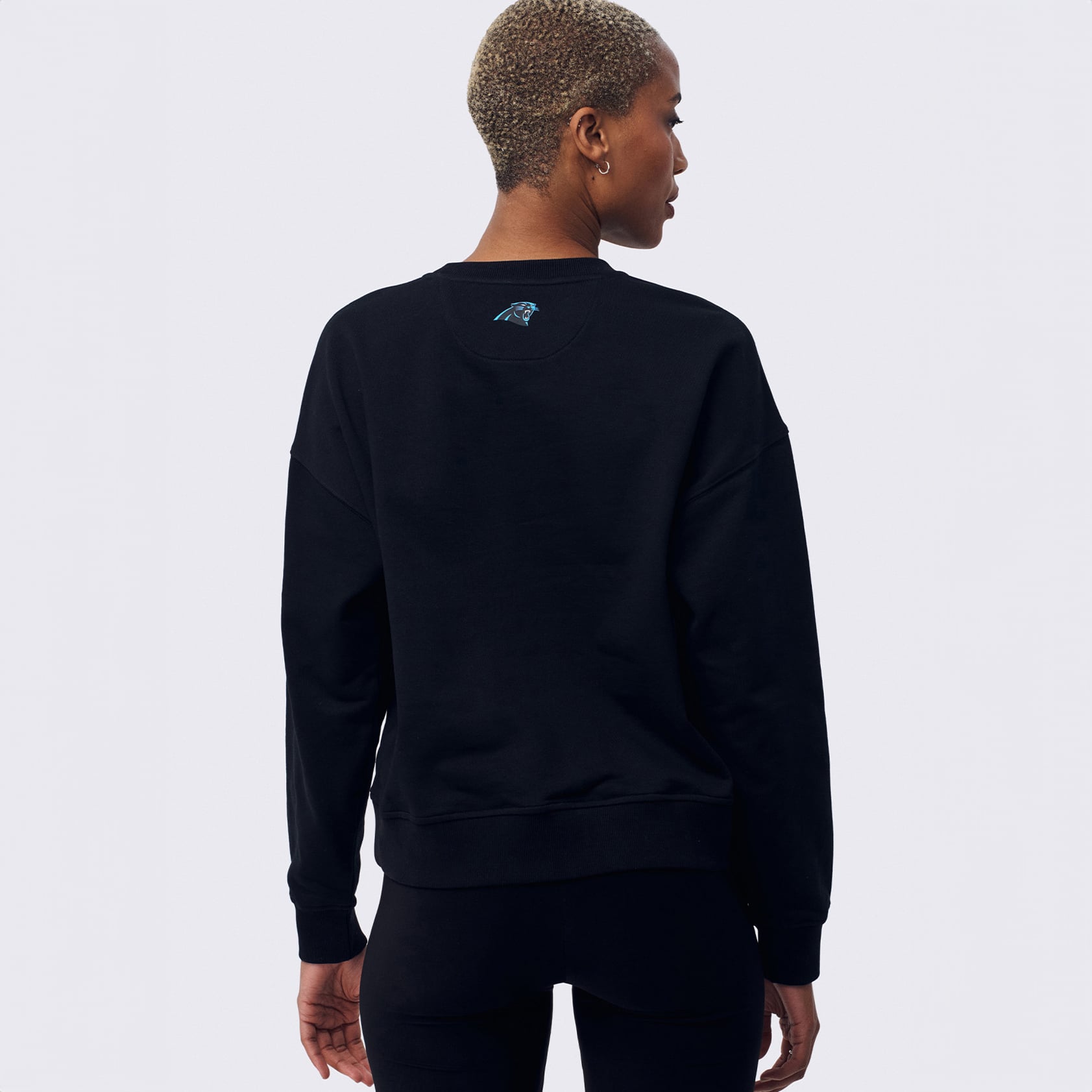 Sweat-shirt à capuche Terez Black Carolina Panthers pour femme, orné d'un logo en pierre précieuse