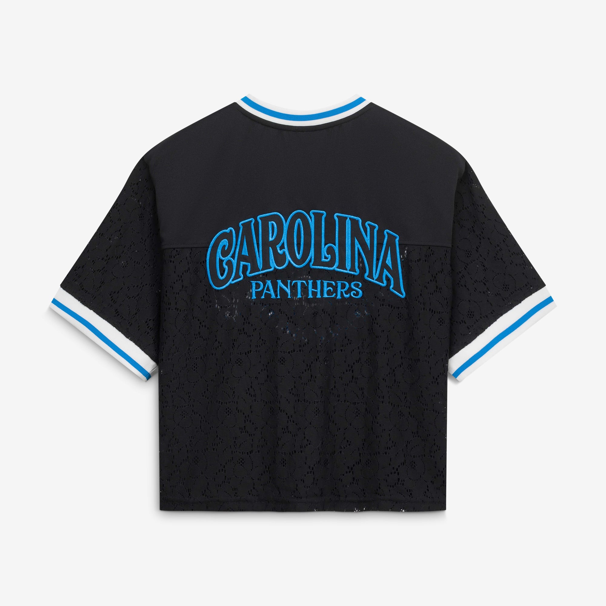 Women's The Wild Collective  Black Carolina Panthers Lace Fashion Jersey T-Shirt