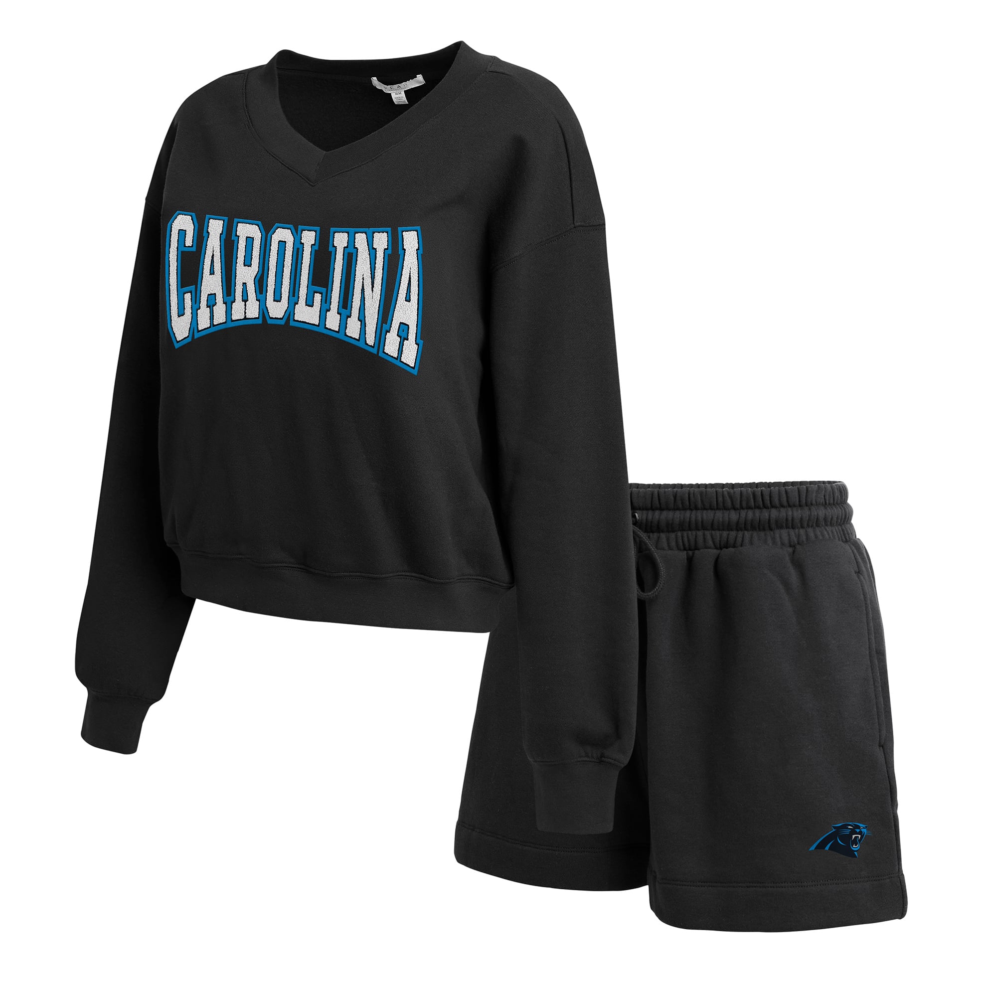 Ensemble de détente en polaire à col V noir Carolina Panthers la marque WEAR by Erin Andrews pour femmes