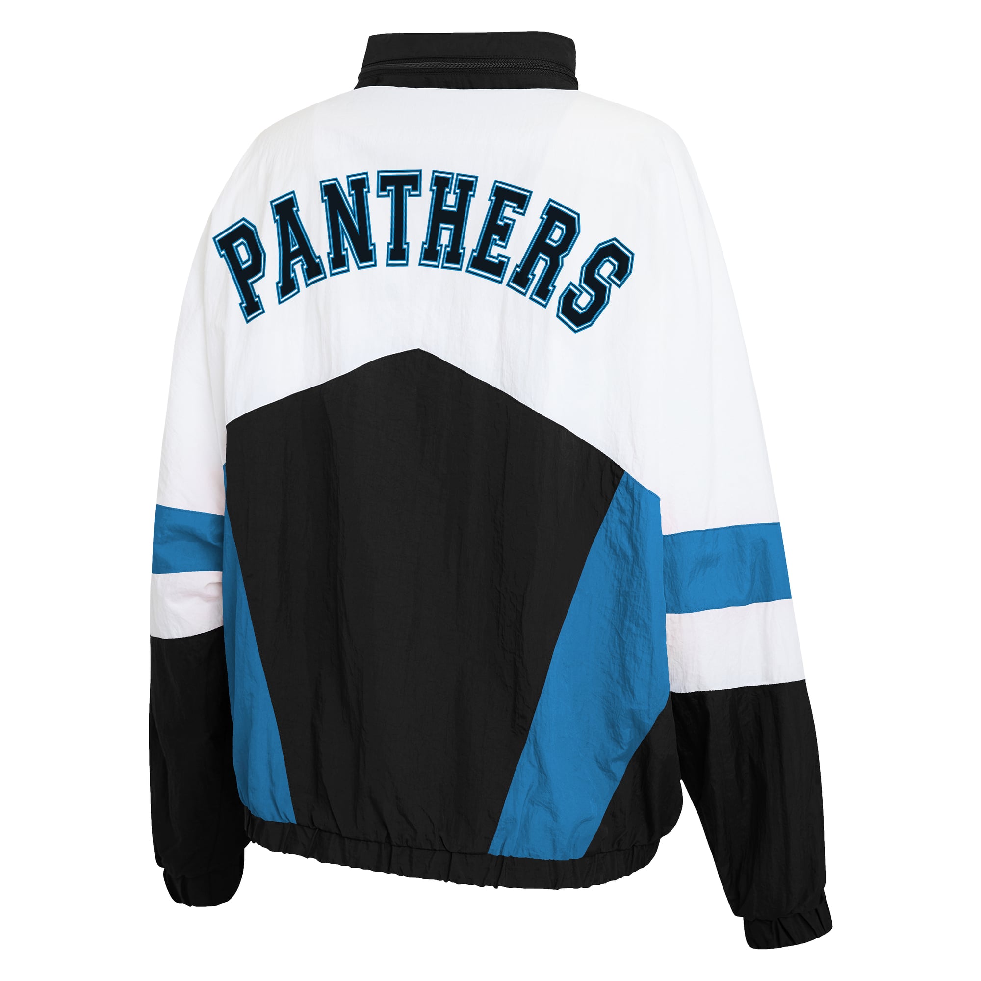 Veste coupe-vent à capuche zippée intégrale blanche et noire Carolina Panthers de la marque WEAR by Erin Andrews pour femme