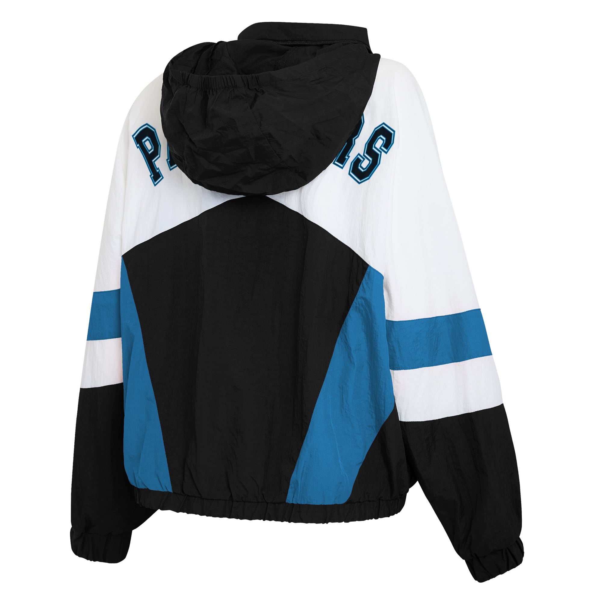 Veste coupe-vent à capuche zippée intégrale blanche et noire Carolina Panthers de la marque WEAR by Erin Andrews pour femme