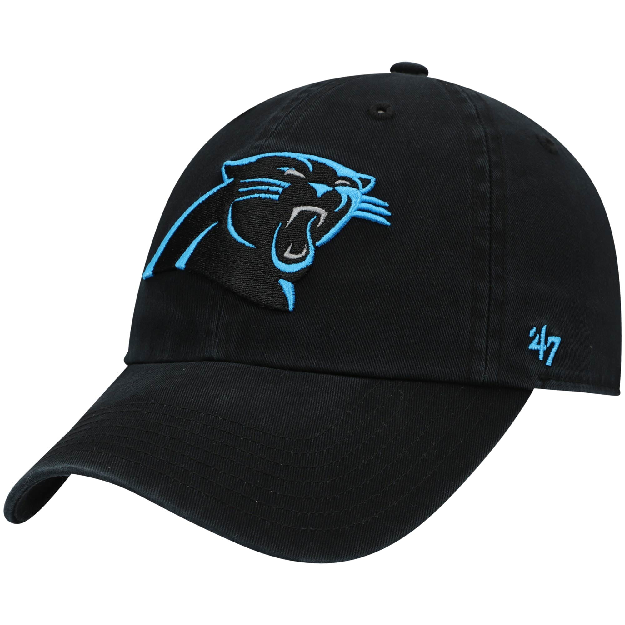 Youth '47 Black Carolina Panthers Logo Clean Up Adjustable Hat