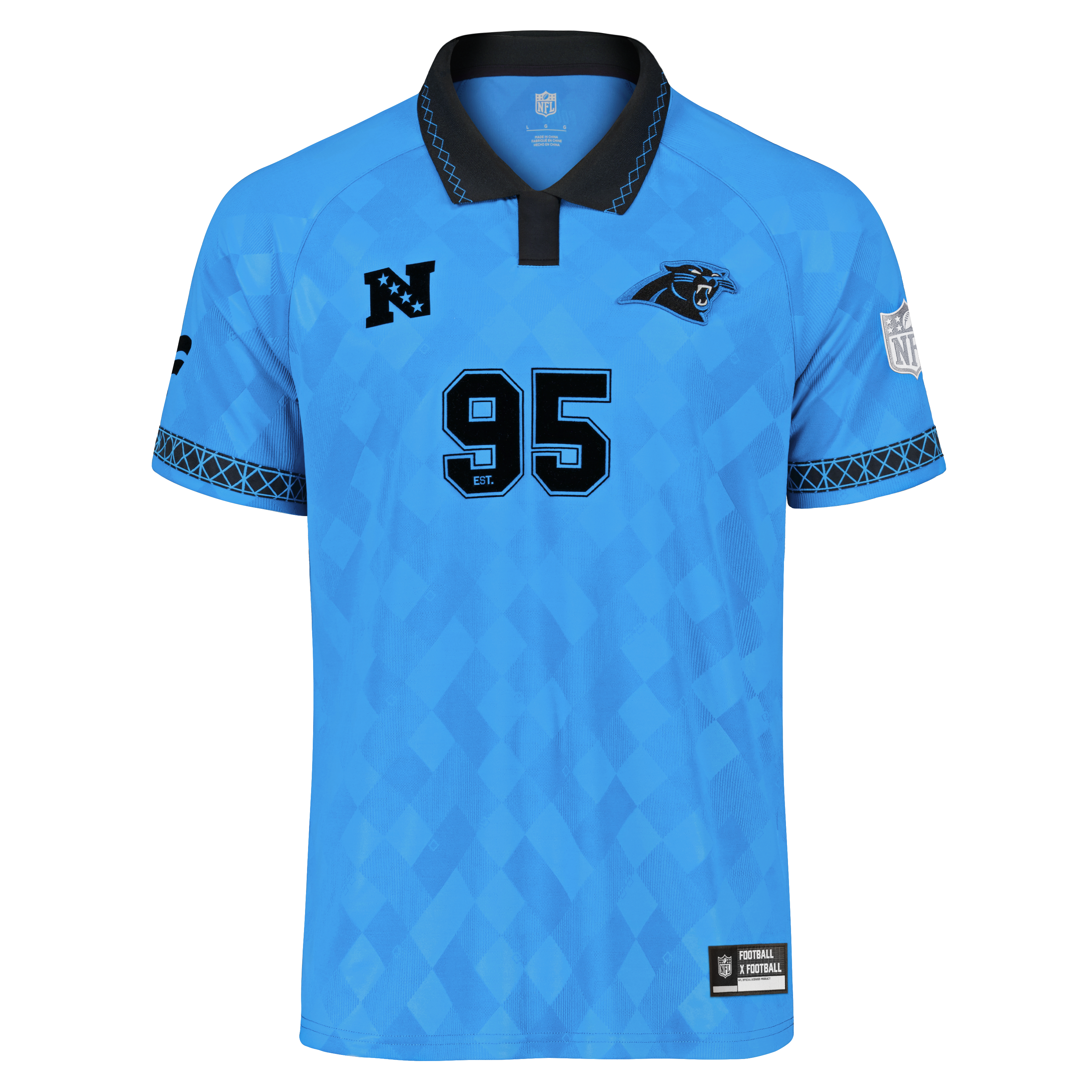 Youth Fanatics Blue Carolina Panthers Football x Collared Fan Top
