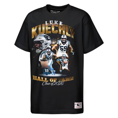 Luke Kuechly Carolina Panthers Mitchell & Ness Youth Hall of Fame Name & Number T-Shirt - Black