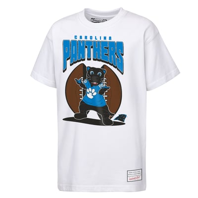  Carolina Panthers Mitchell & Ness Youth Mascot Mania T-Shirt - White