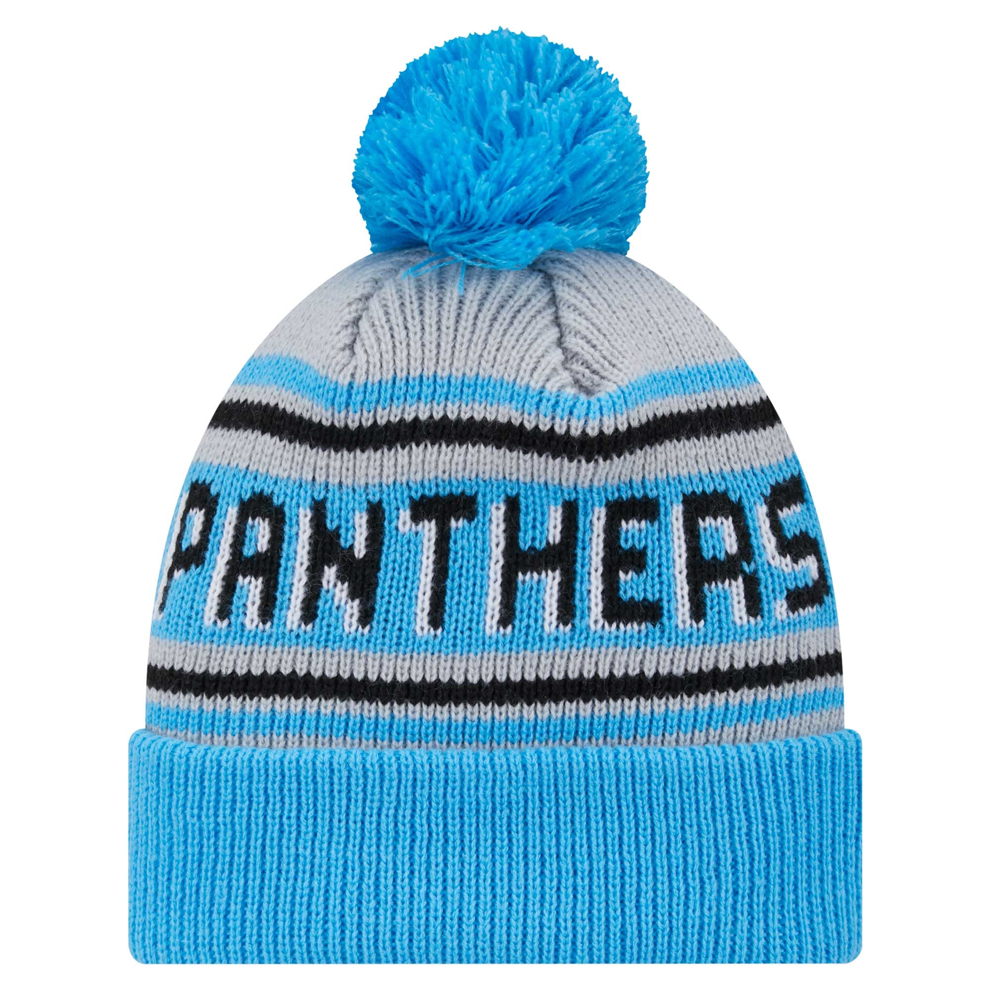 Bonnet en tricot à revers avec pompon pour jeunes Carolina Panthers bleu New Era