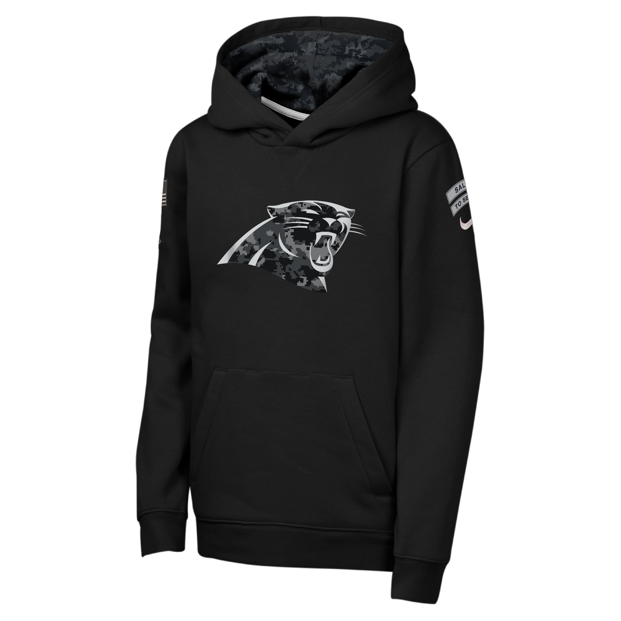 Sweat à capuche polaire Nike Black Carolina Panthers 2026 Salute to Service Club pour jeunes