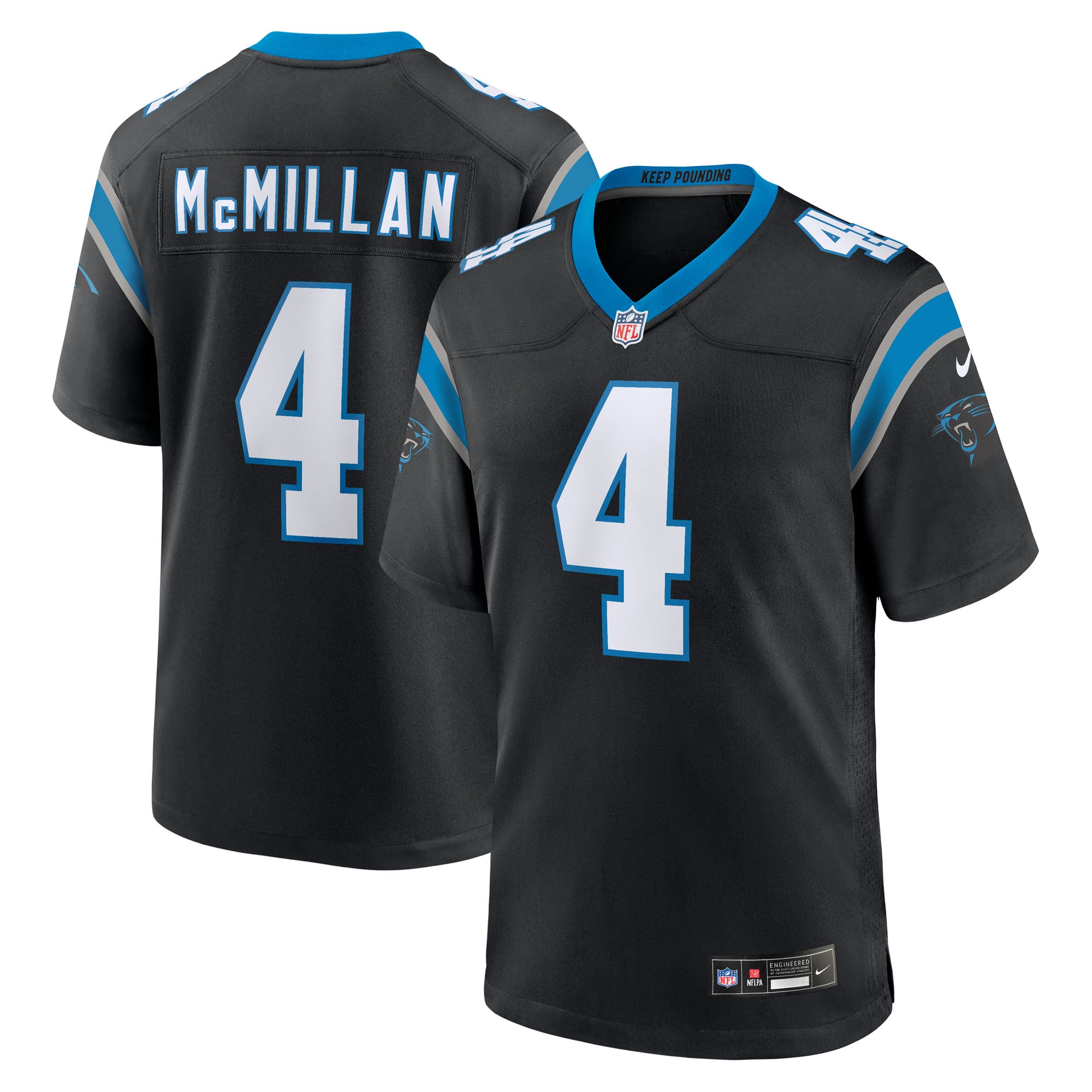 Maillot de match Nike Tetairoa McMillan noir pour jeune des Carolina Panthers
