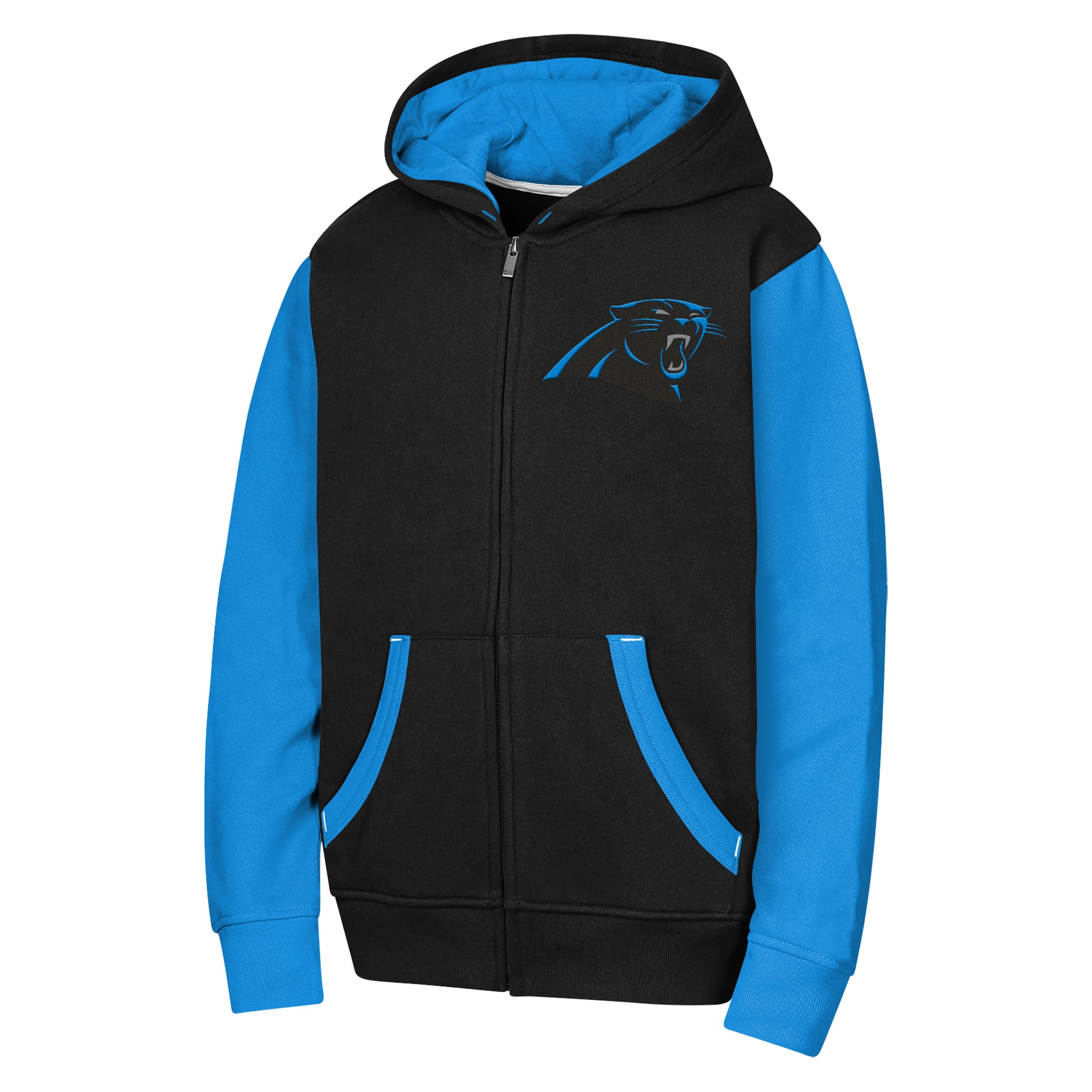 Sweat à capuche zippé Youth Outerstuff Black Carolina Panthers Stadium Colorblock