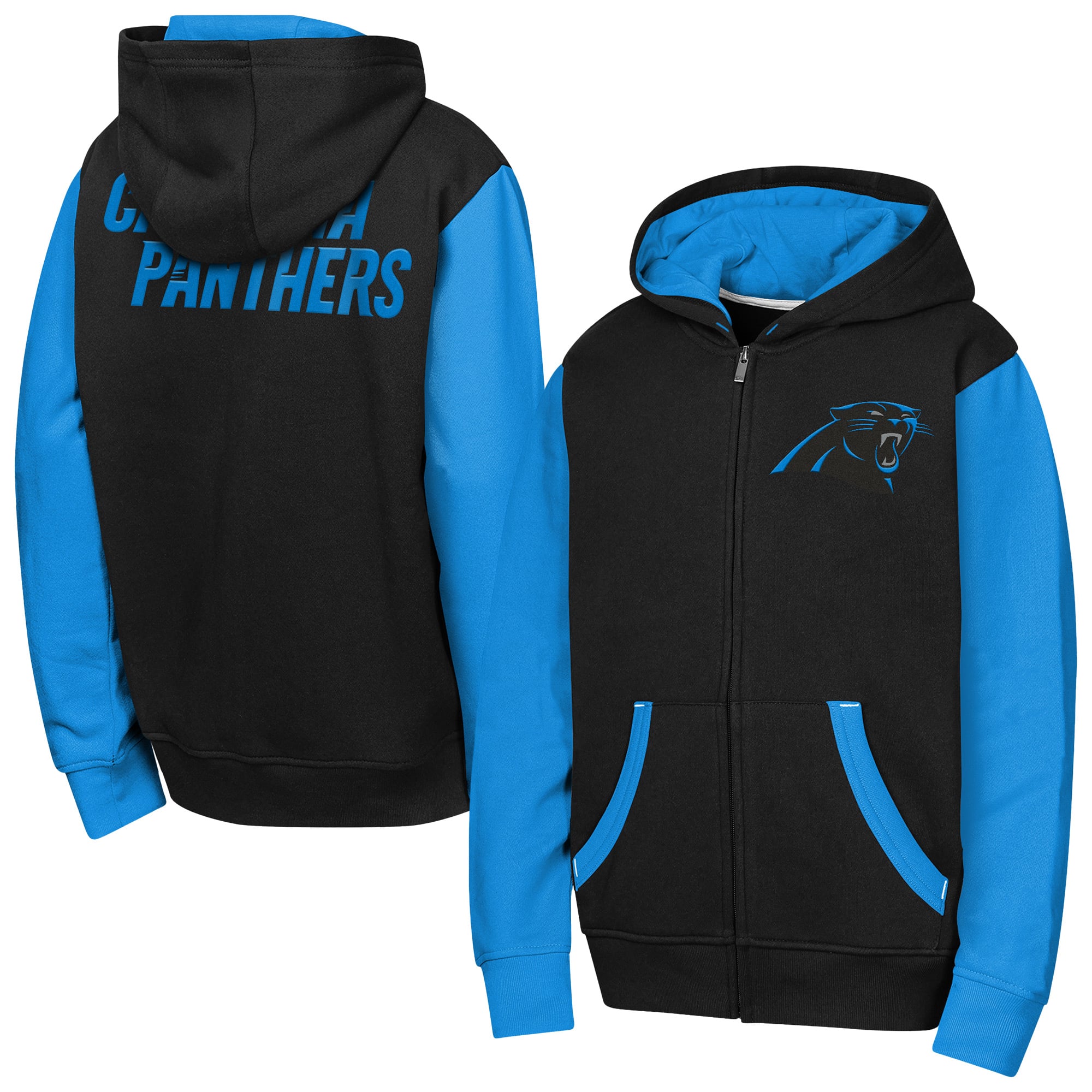 Sweat à capuche zippé Youth Outerstuff Black Carolina Panthers Stadium Colorblock