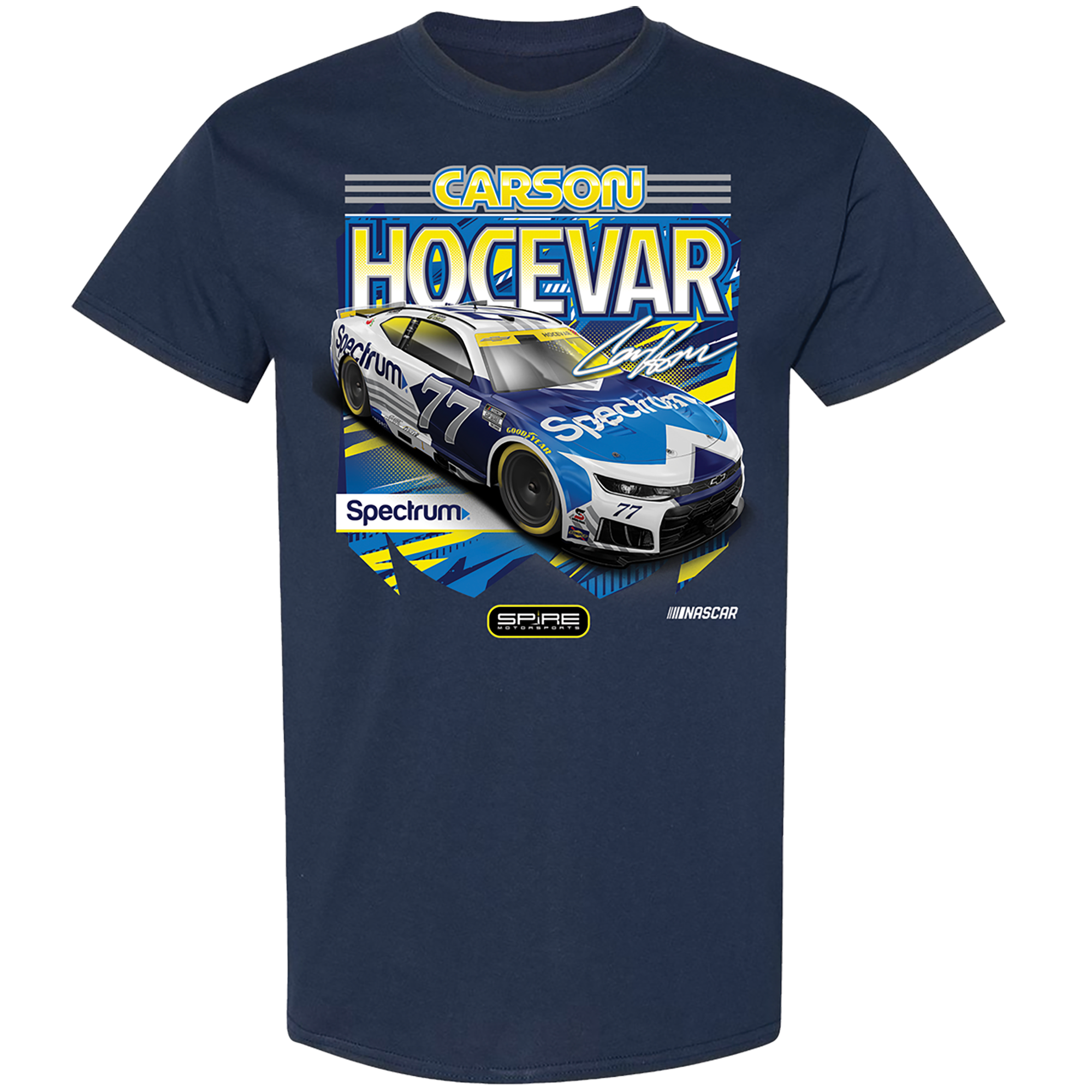 T-shirt homme classique bleu marine Carson Hocevar Spectrum