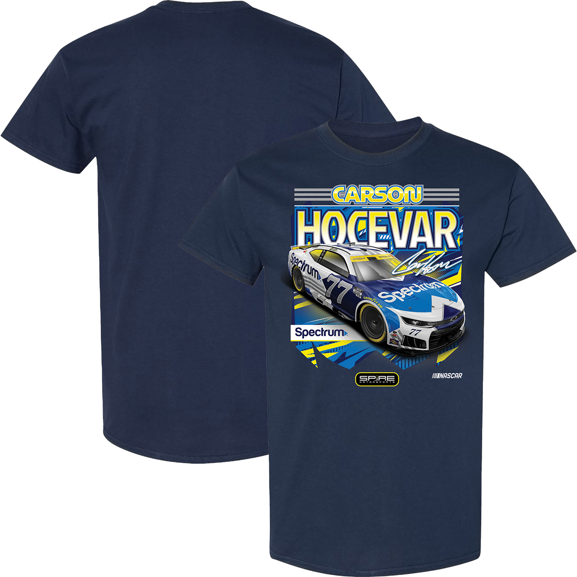 T-shirt homme classique bleu marine Carson Hocevar Spectrum