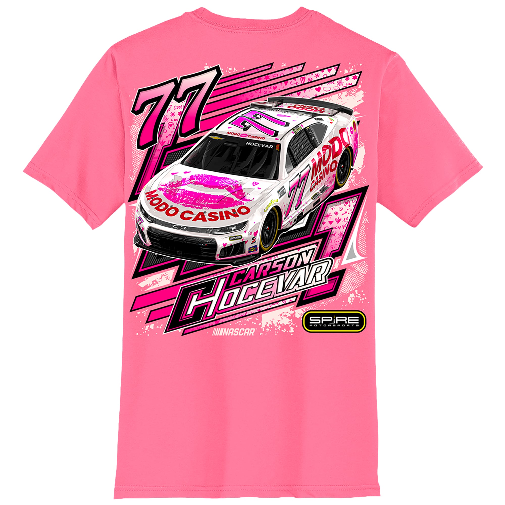 Men's Classic Ink White Carson Hocevar Modo Casino Car T-Shirt