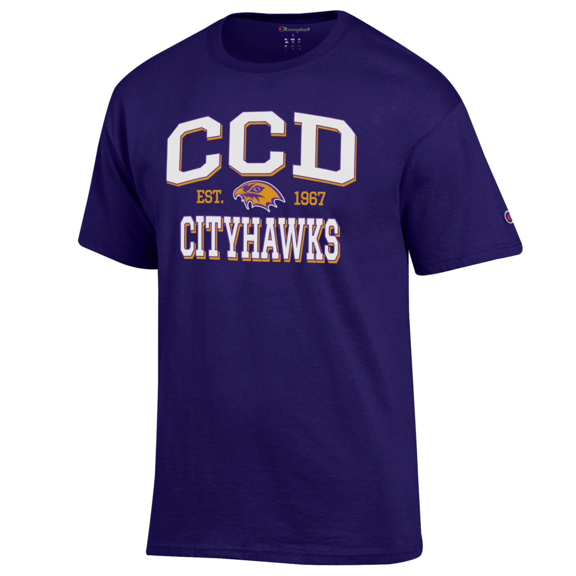 Men's Champion Purple CCD CityHawks Jersey T-Shirt