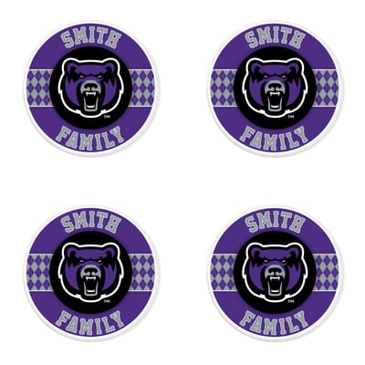Central Arkansas Bears 4" Personalized Circular Coasters 4-Pack Set