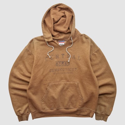 Central Connecticut State Blue Devils Champion 2000s Hooded Pullover Sweatshirt - Clay - XS by Fanatics Real Vintage