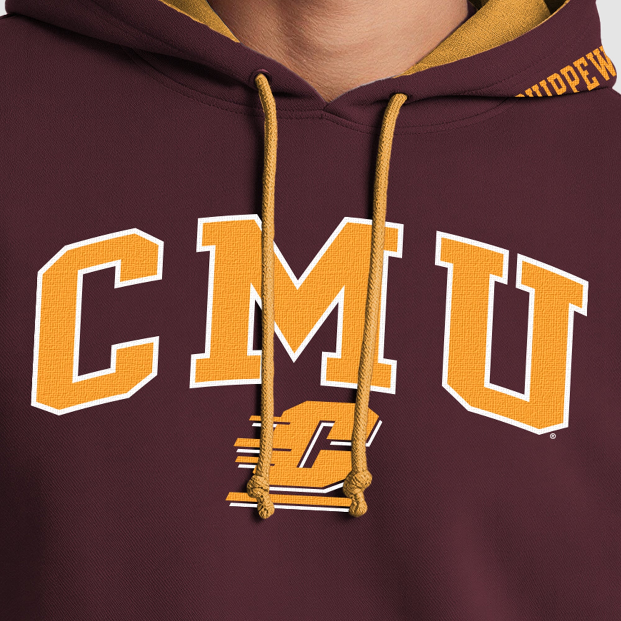 Sweat à capuche contrasté marron/or Champion pour homme, Central Michigan Chippewas