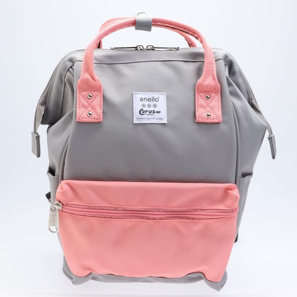 anelloコラボ 口金リュック グレー×ピンク Sサイズ