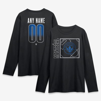 CF Montreal  Home Field Pop Personalized Name & Number Long Sleeve T-Shirt - Black