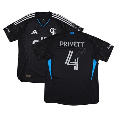 Maillot noir n°4 porté en match par Andrew Privett (Charlotte FC) lors de la saison 2025 de la MLS, taille XL (Fanatics Authentic) - Autographié