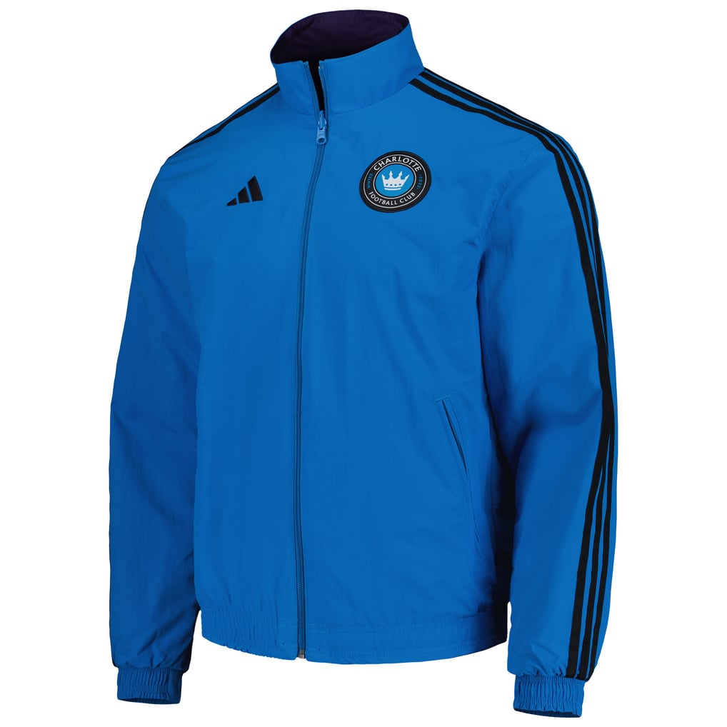 Men's adidas Blue/Purple Charlotte FC 2023 On-Field Anthem Full-Zip Reversible Team Jacket