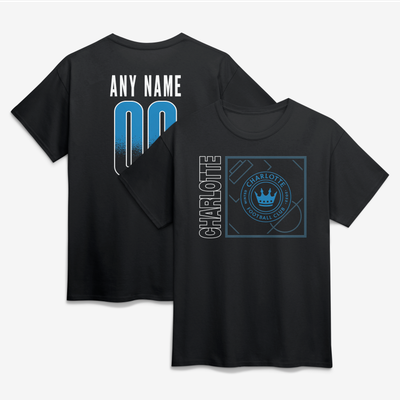 Charlotte FC Big & Tall Home Field Pop Personalized Name & Number T-Shirt - Black