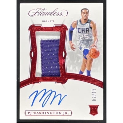 2019-20 Flawless Vertical Patch Ruby #VP-PJW PJ Washington Jr. RC Auto /15