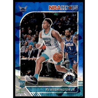 2019-20 Hoops Premium Stock Prizms Blue Cracked Ice #209 PJ Washington Jr.
