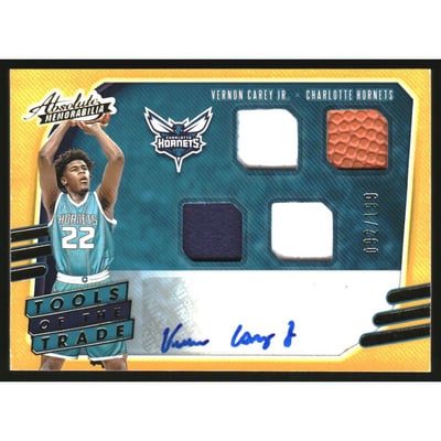 2020-21 Absolute Memorabilia Tools of the Trade Four Swatch Signatures Level 1 #33 Vernon Carey Jr./199