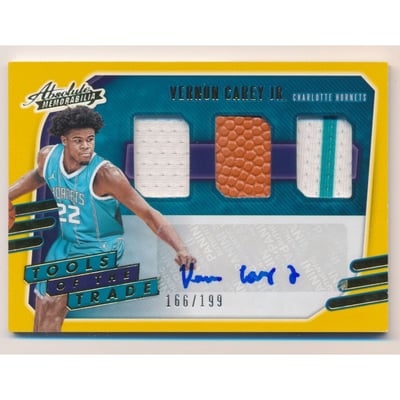 2020-21 Absolute Memorabilia Tools of the Trade Three Swatch Signatures Level 1 #33 Vernon Carey Jr./199