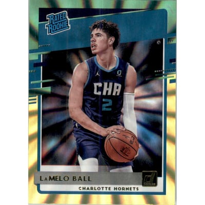 2020-21 Donruss Holo Green and Yellow Laser #202 LaMelo Ball RR