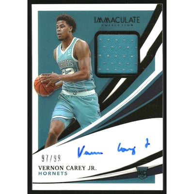 2020-21 Immaculate Collection #139 Vernon Carey Jr. JSY AU RC