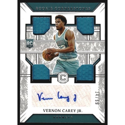 2020-21 Panini Chronicles Cornerstones Rookie Quad Relic Autographs #33 Vernon Carey Jr.