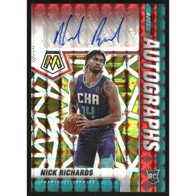 2020-21 Panini Mosaic Rookie Autographs Mosaic Choice Fusion Red and Yellow #40 Nick Richards