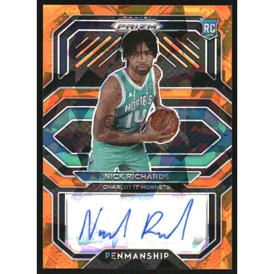 2020-21 Panini Prizm Rookie Penmanship Prizms Orange Ice #20 Nick Richards