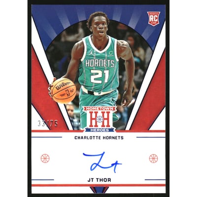2021-22 Panini Chronicles Hometown Heroes Rookie Autographs Blue #2 JT Thor/75