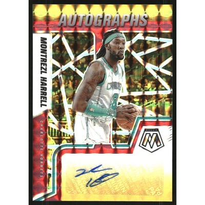 2021-22 Panini Mosaic Autographs Mosaic Choice Fusion Red and Yellow #14 Montrezl Harrell