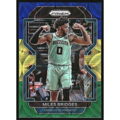 2021-22 Panini Prizm Prizms Choice Blue Yellow and Green #132 Miles Bridges