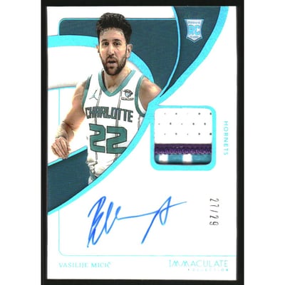 2023-24 Immaculate Collection Rookie Patch Autographs Jersey Number #128 Vasilije Micic/29