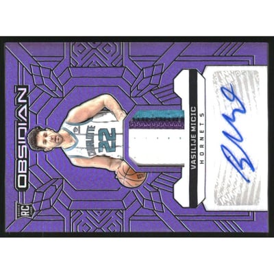2023-24 Panini Obsidian Rookie Jersey Ink Electric Etch Purple Flood #24 Vasilije Micic