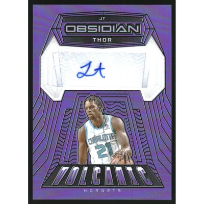 2023-24 Panini Obsidian Volcanic Signatures Electric Etch Purple Flood #29 JT Thor
