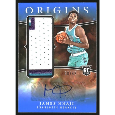2023-24 Panini Origins Rookie Jersey Autographs Blue #18 James Nnaji