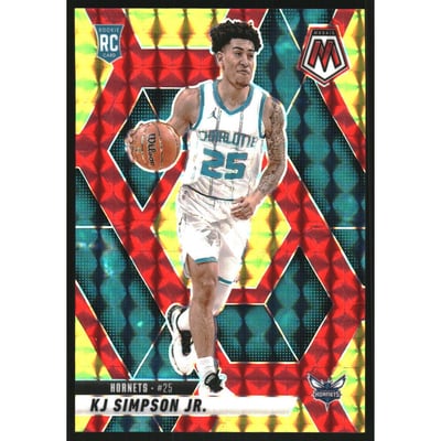 2024-25 Panini Mosaic Mosaic Choice Fusion Red and Yellow #239 KJ Simpson Jr.