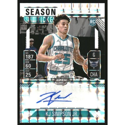2024-25 Panini Mosaic Rookie Variation Season Ticket Signatures White #40 KJ Simpson Jr.