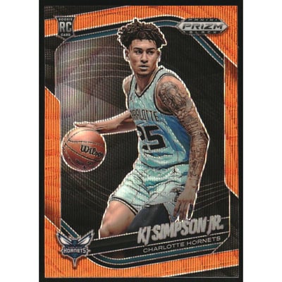 2024-25 Panini Prizm Black Prizms Orange Wave #207 KJ Simpson Jr.