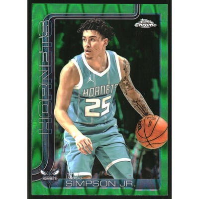 2025-26 Topps Chrome RayWave Green Refractors #45 K.J. Simpson Jr.