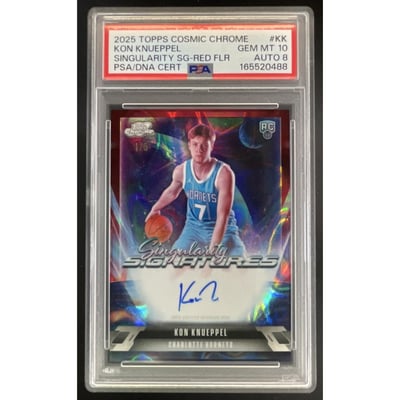 2025-26 Topps Cosmic Chrome Singularity Red Flare Kon Knueppel RC Auto /5 PSA 10