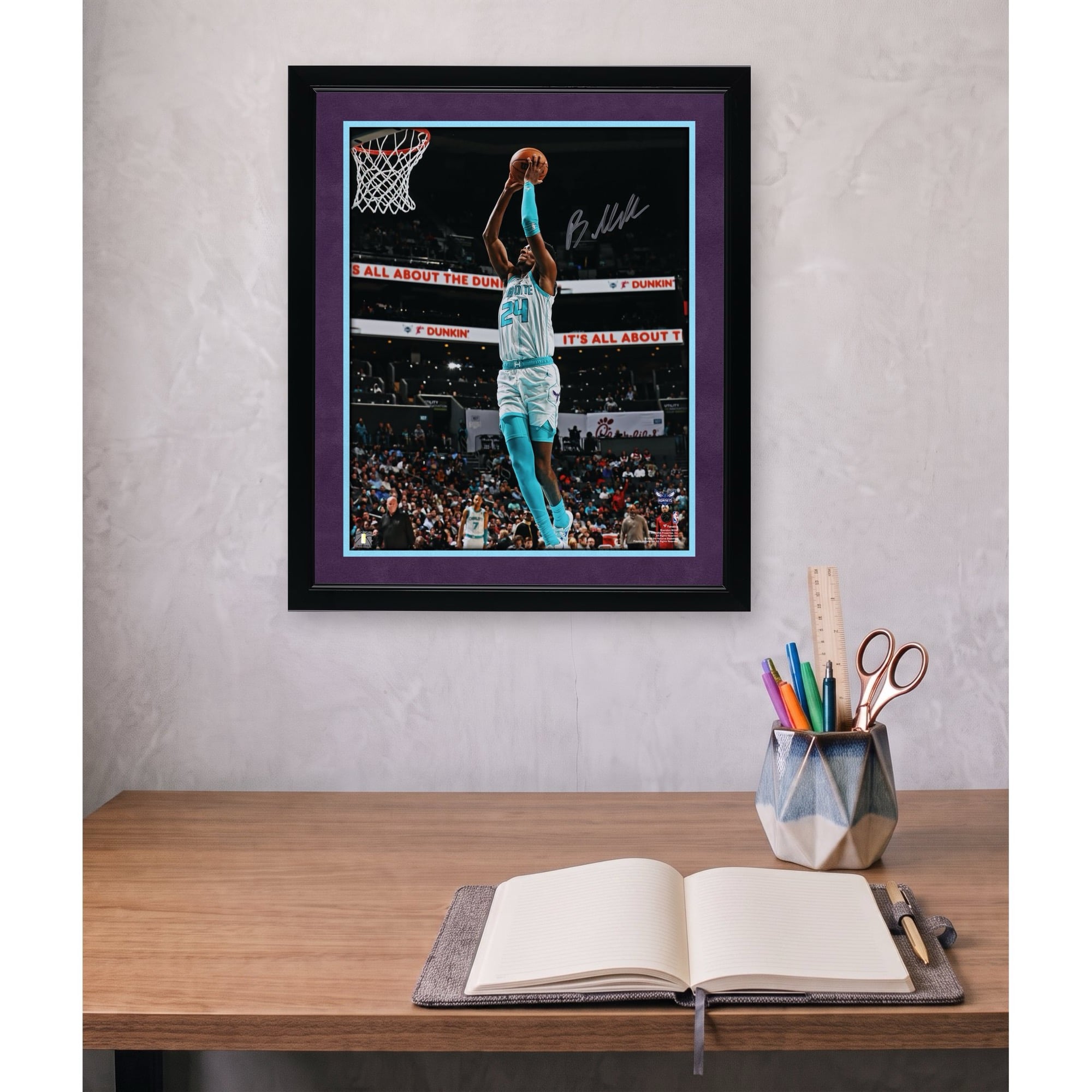 Brandon Miller Charlotte Hornets Autographed 16" x 20" Dunk In White Photograph