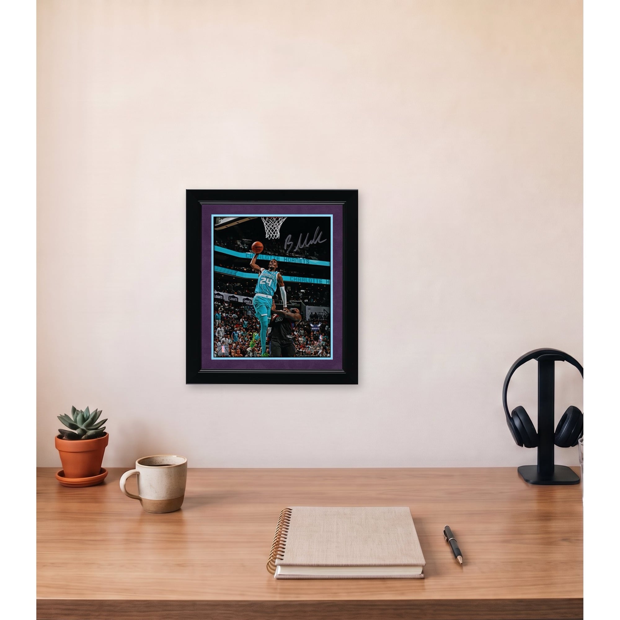 Brandon Miller Charlotte Hornets Autographed 8" x 10" Dunk In Teal Photograph